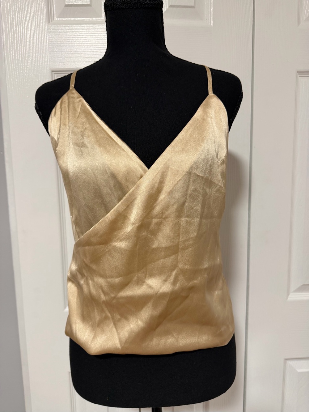 Gold Satin Surplice Cami with Adjustable Straps